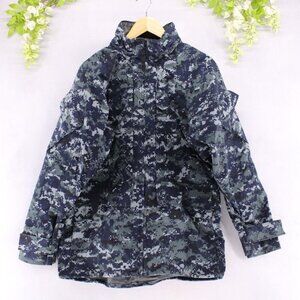 US Navy Parka Working Digital Camo Blue Waterproof Hooded Jacket Sz S